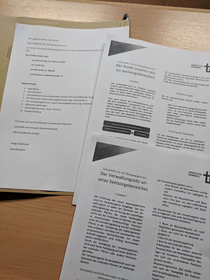 die Unterlagen für das Treffen